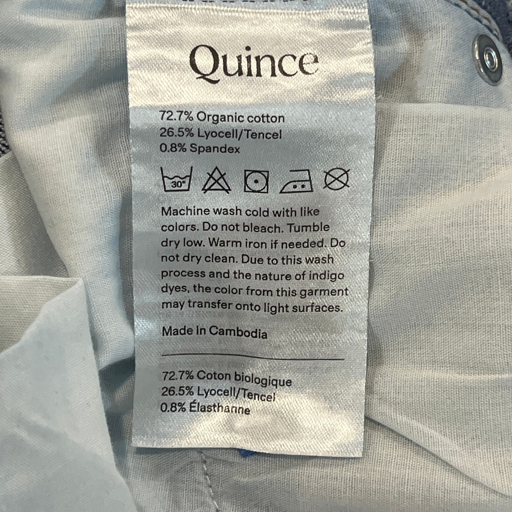 Quince Bella Stretch Relaxed Straight Jeans Womens 31 x 30 Blue Organic Denim - Picture 8 of 9
